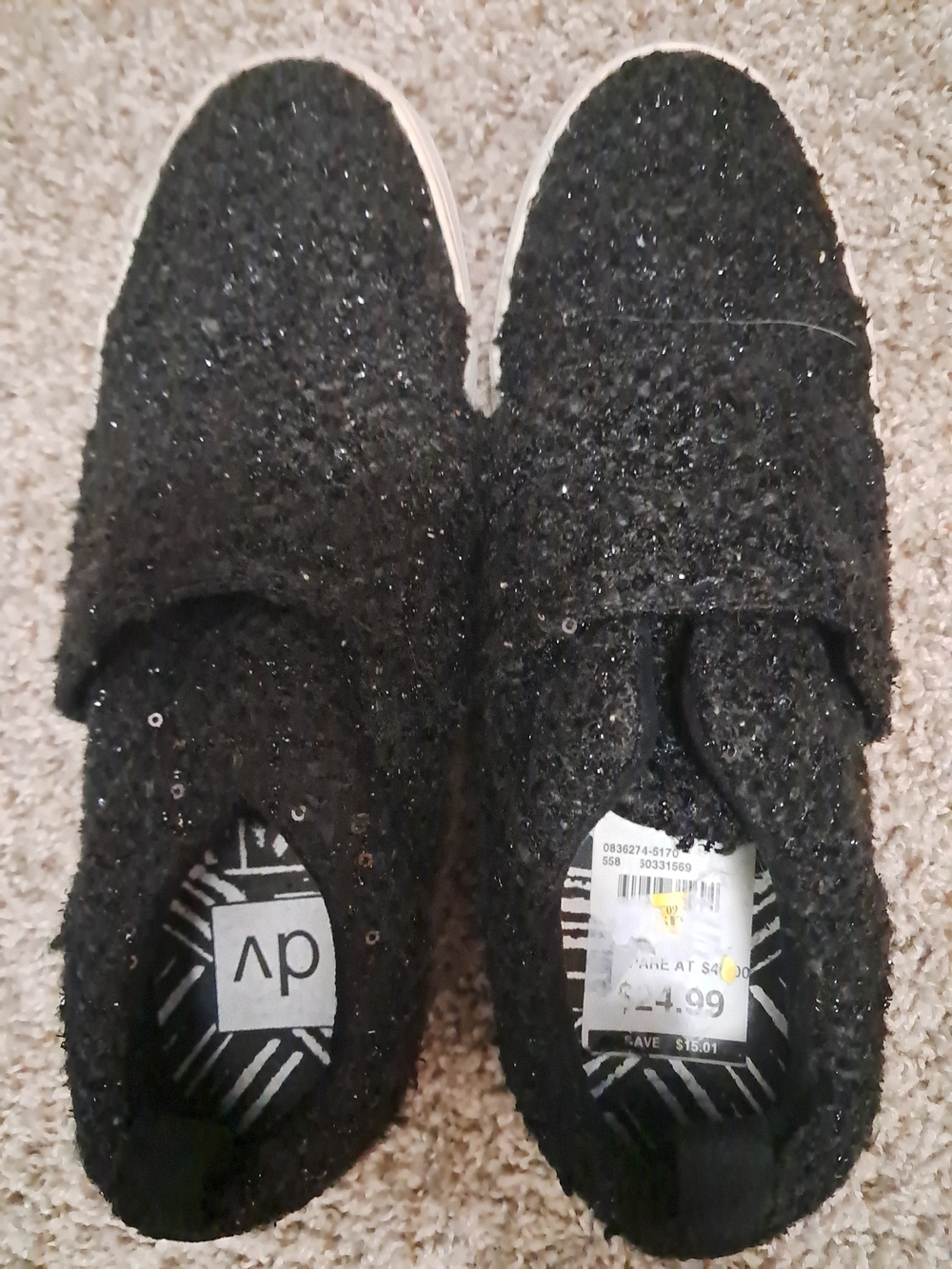 DV by Dolce Vita Kids Black Sparkle Slip-On Shoes